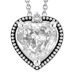Round & Heart Old Mine Cut Natural Earth Mined Diamond Pendant 5.50 Carats White Gold 14K