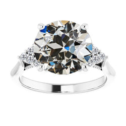 Round Natural Real Diamond ( Not Lab Grown ) Old Mine Cut Prong Set Ring 5 Carats