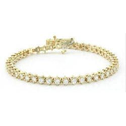 Round Lab Grown Diamond Basic Tennis Bracelet 8.28 Carats 10K Yellow Gold