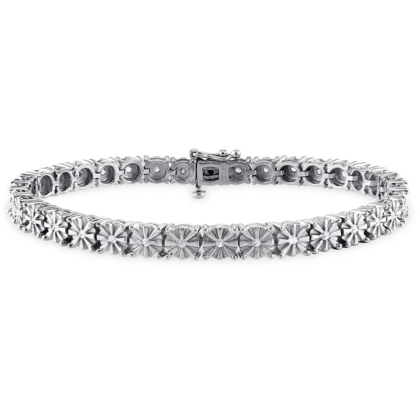 Round Diamond Tennis Bracelet Jewelry 1.80 Ct Solid Gold Diamond Cut Mounting