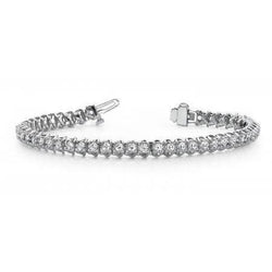 Round Lab Grown Diamond Tennis Bracelet Solid 4 Prong Set White Gold 8.80 Carats