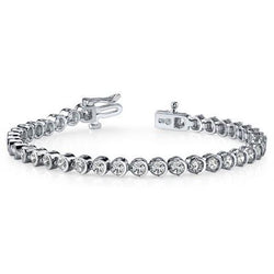 Round Lab Grown Diamond Tennis Bracelet Solid White Gold Fine Jewelry 5.55 Ct