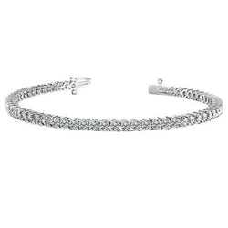 Round Lab Grown Diamond Tennis Bracelet White Gold Prong Set 5.30 Carats