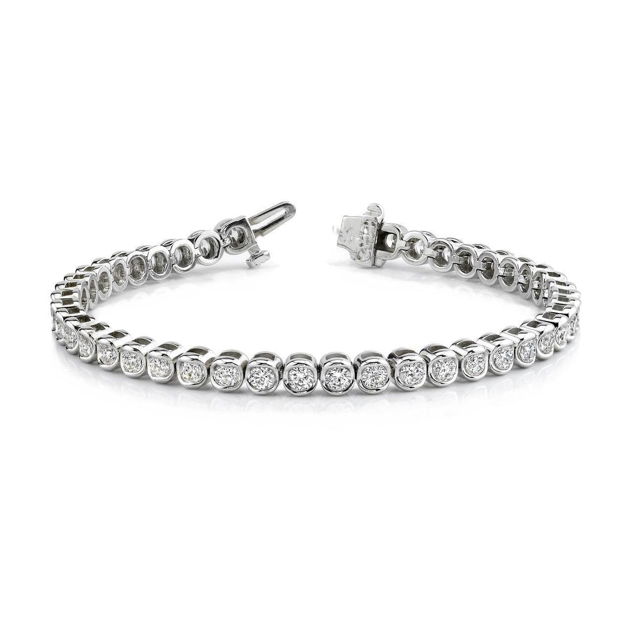 Round Lab Grown Diamond Women Tennis Bracelet White Solid Gold 10.50 Ct