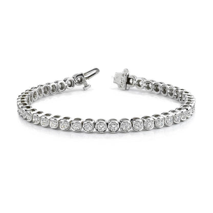 Round Lab Grown Diamond Women Tennis Bracelet White Solid Gold 10.50 Ct