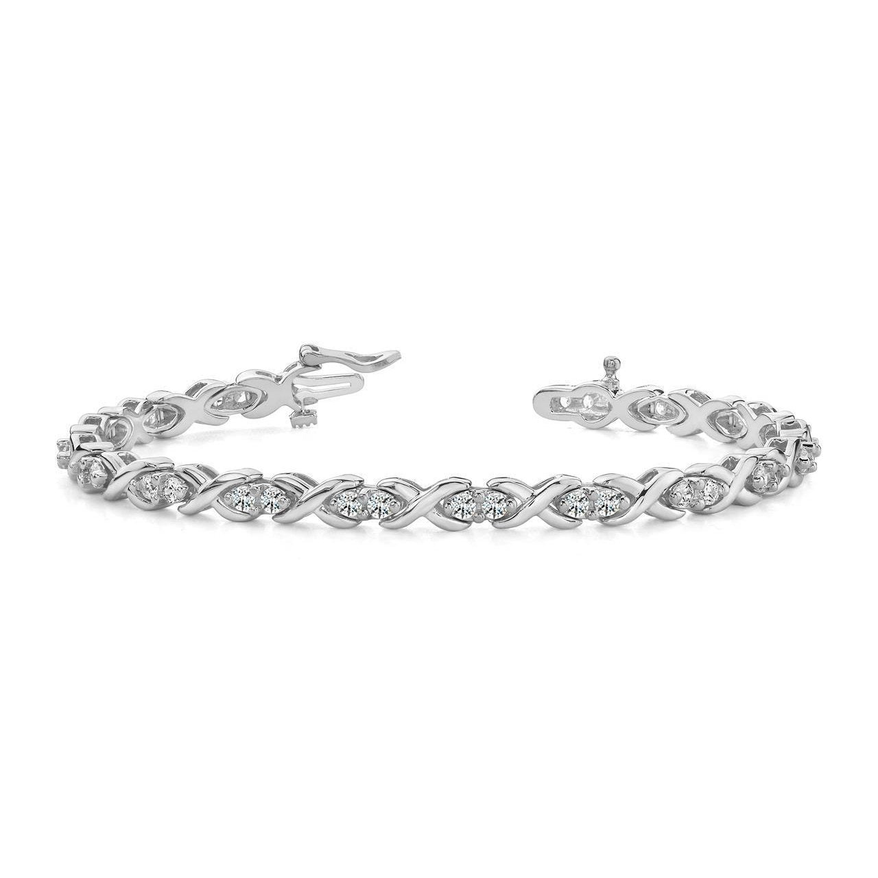 Round Lab Grown Diamond X Style Link Tennis Bracelet Gold 4.80 Ct