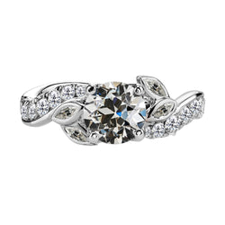Round & Marquise Old Cut Mined Diamond Solitaire Ring With Accent 3.50 Carat
