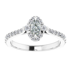 Round & Marquise Old Mine Cut Diamond Ring With Accents 4 Carats