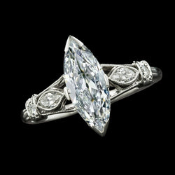 Genuine   Round & Marquise Old Miner Diamond Ring 5 Stone 5.50 Carats