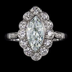 Round & Marquise Old Miner Genuine Natural Earth Mined Diamond Ring Flower Style 7.50 Carats