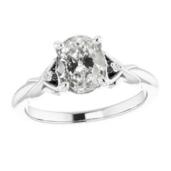 Round & Oval Old Cut Diamond 3 Stone Ring 14K Gold 3.50 Carats