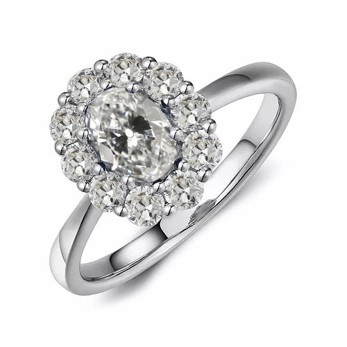 Old Miner Cut Diamond Halo Ring