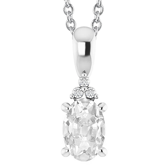 Old Miner Cut Diamond Pendant With Bail White Gold