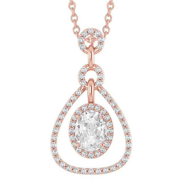 Round & Oval Old Cut Halo Diamond Pendant