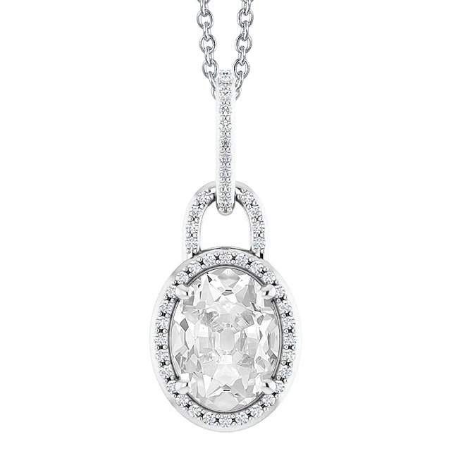 Round & Oval Old Cut Halo Diamond Pendant