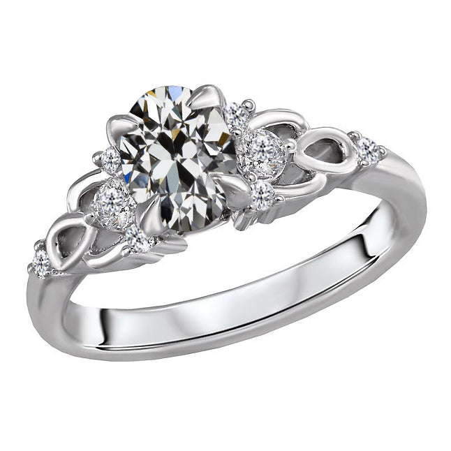 Lady’s Elegant Sparkling Unique Engagement White Gold Anniversary Ring Old Miner Cut Diamond Ring