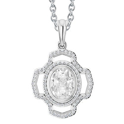 Round & Oval Old Mine Cut Halo Real Natural Earth Mined Diamond Pendant Bezel Set 3.75 Carats