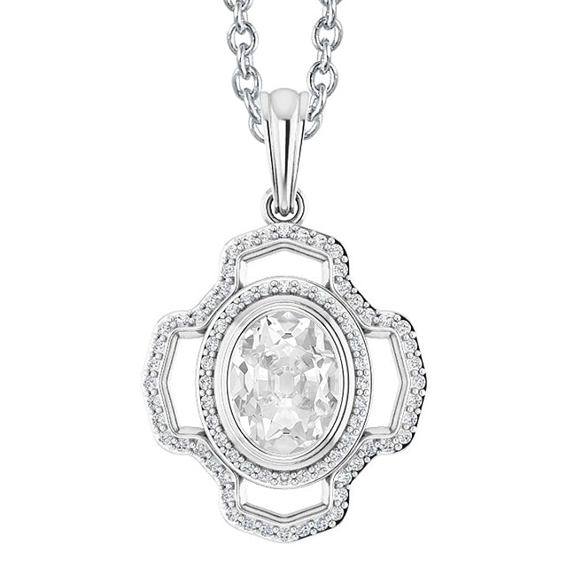 Round & Oval Old Mine Cut Halo Diamond Pendant