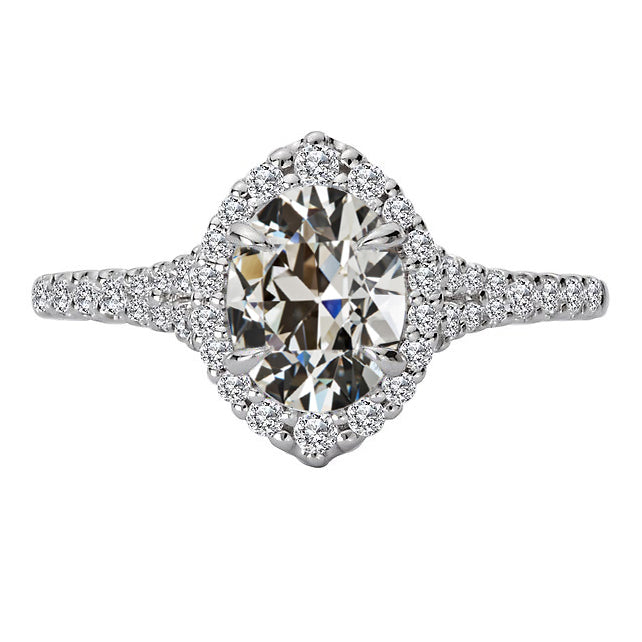 Old Miner Diamond Halo Ladies Ring Gold