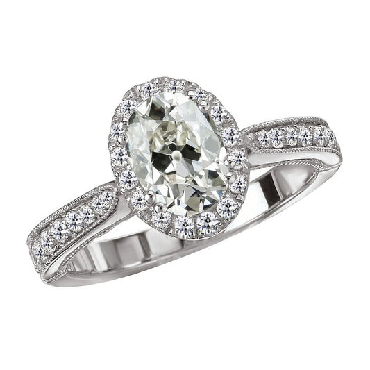 Old Miner Cut Diamond Halo Ring