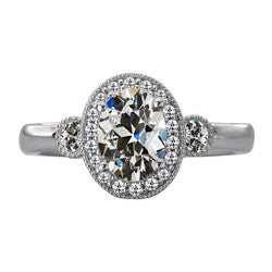 Round & Oval Old Miner Diamond Halo Wedding Ring 7 Carats