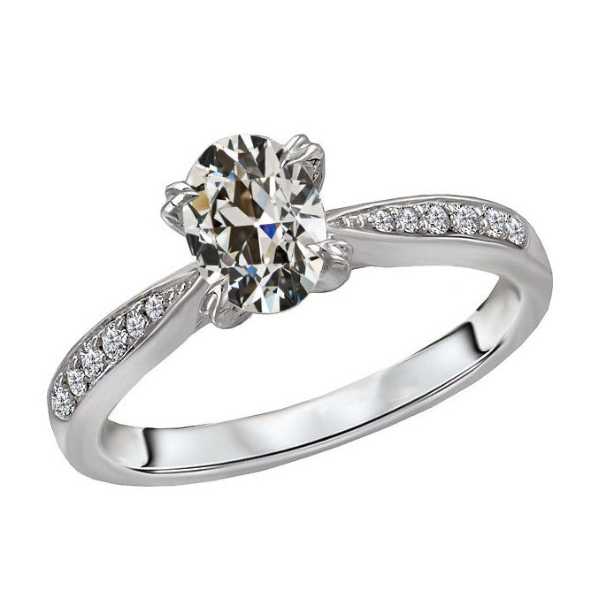  Antique Fancy Lady’s  Style White Elegant Gold Anniversary Round & Oval Old Miner Diamond Ring