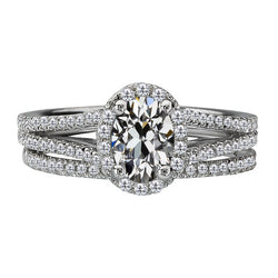 Round & Oval Old Miner Real Natural Earth Mined Diamond Wedding Ring Set Split Shank 6 Carats