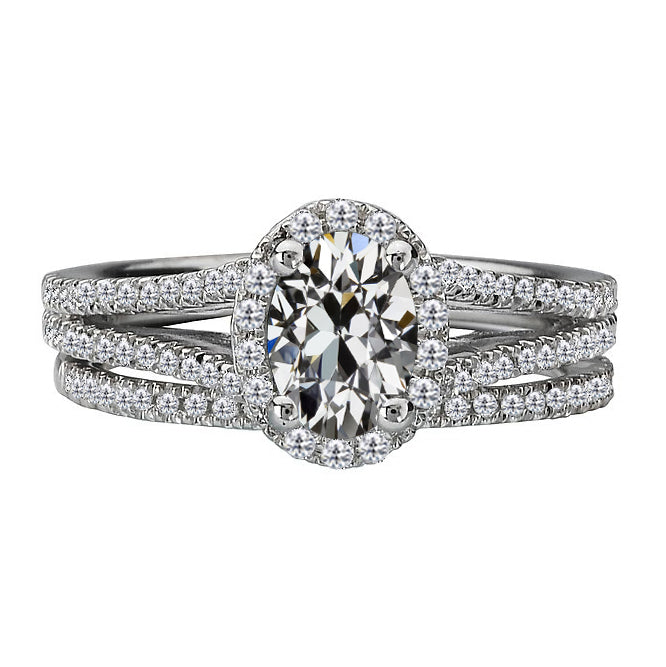 Round & Oval Old Miner Diamond Wedding Ring Set