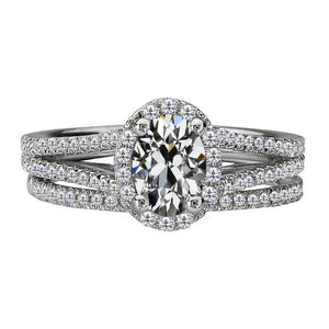 Round & Oval Old Miner Diamond Wedding Ring Set