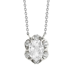 Round & Oval Old Miner Halo Real Natural Earth Mined Diamond Pendant 4.50 Carats Flower Style