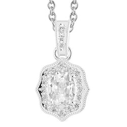 Round & Oval Old Miner Halo Real Natural Earth Mined Diamond Pendant 4.50 Carats White Gold 14K