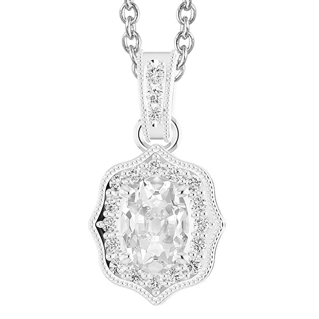 Round & Oval Old Miner Halo Diamond Pendant