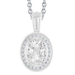 Round & Oval Old Miner Halo Natural Earth Mined Diamond Pendant 6 Carats Gold 14K
