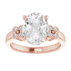 Real  Round & Oval Old Cut Diamond Ring Prong Set Gold 8 Carats