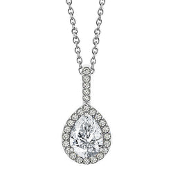 Round & Pear Diamond Pendant Necklace Without Chain 1.75 Carat WG 14K