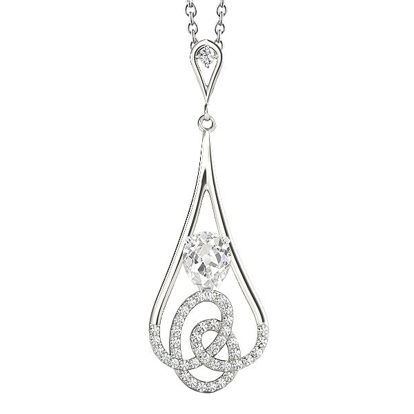 Old Miner Cut Diamond Pendant white Gold