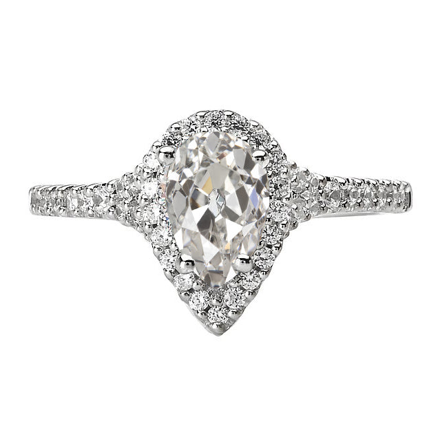 Old Miner Cut Diamond Halo Anniversary Ring