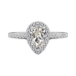 Round & Pear Old Mine Cut Natural Earth Mined Diamond Halo Wedding Ring 4 Carats