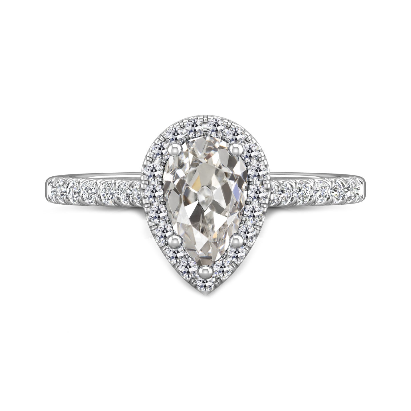 Old Miner Cut Diamond Halo Wedding Ring