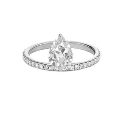 Round & Pear Old Mine Cut Natural Earth Mined Diamond Ring With Accents 3 Carats