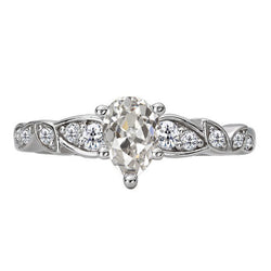 Real  Round & Pear Old Mine Cut Diamond Wedding Ring 5 Prong Set 3.50 Carats