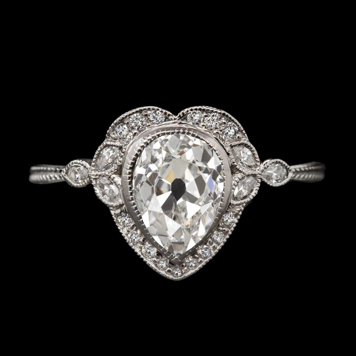 Pear Old Miner Diamond Lady’s Ring Bezel Set