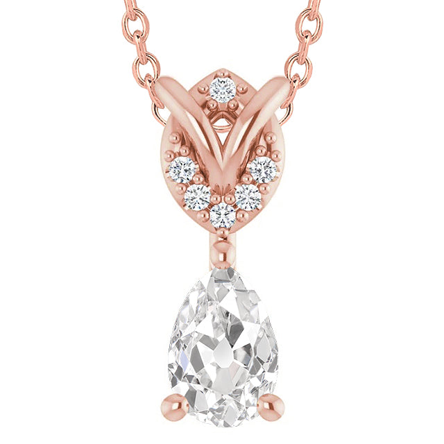 Round & Pear Old Miner Diamond Pendant 