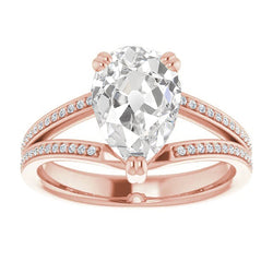 Real  Round & Pear Old Miner Diamond Wedding Ring Split Shank 6.50 Carats