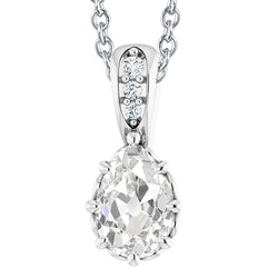 Round & Pear Old Miner Gold Diamond Pendant With Necklace 3.50 Carats
