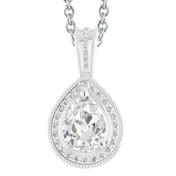 Round & Pear Old Miner Halo Genuine Natural Earth Mined Diamond Pendant 4.50 Carats Gold 14K