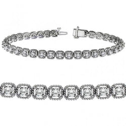 Round Prong Set Natural Diamond Tennis Bracelet 7.20 Carats White Gold 14K