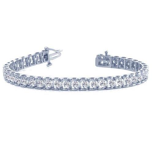 Round Prong Set Lab Grown Diamond Tennis Bracelet Solid Gold Women Jewelry 8 Ct