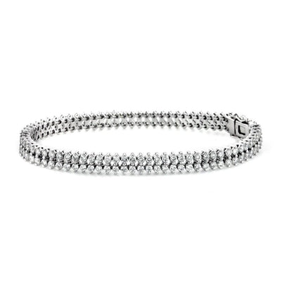 Round Prong Setting Lab Grown Diamond Tennis Bracelet 14 Carats White Gold 14K