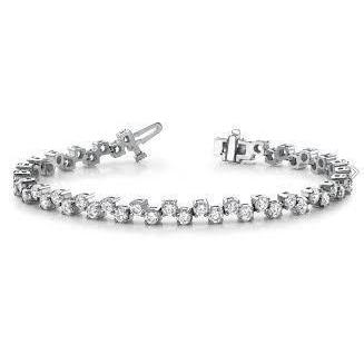 Round Shaped Lab Grown Diamond Tennis Bracelet Solid Wg 6.50 Ct